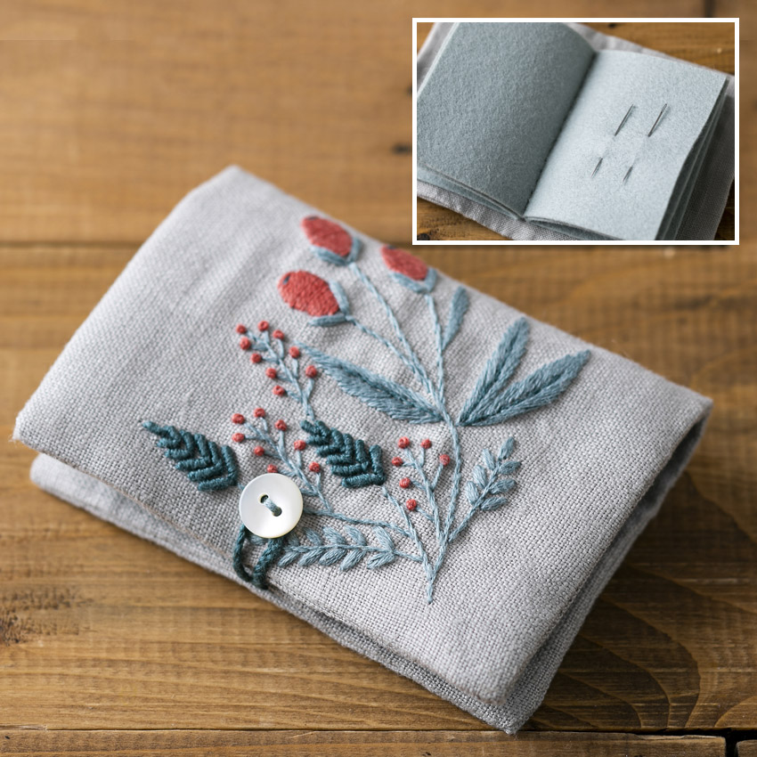 マカベアリスの植物刺繍レッスン～経験者コース～／作品1：植物刺繍のニードルケース